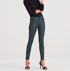 7 For All Mankind Metallic Ankle Skinny in Emerald